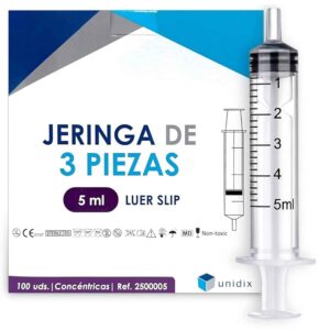 Unidix - Jeringas desechable 3 piezas cono céntrico 5ml